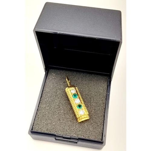 14 - Absolutely stunning 18 CARAT GOLD, DIAMOND and EMERALD PENDANT. Having Beautiful GOLD ROPE TWIST SUR... 