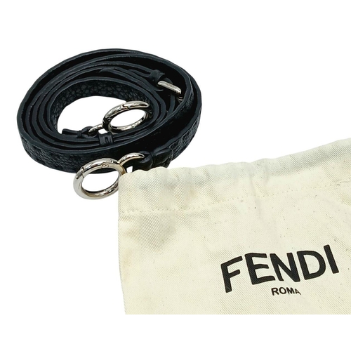 232 - A Fendi Black Mini Peekaboo Bag. Pebbled leather exterior with silver-toned hardware, single leather... 