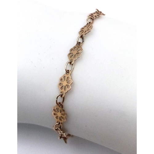 237 - Pretty 9 carat GOLD, FANCY LINK BRACELET. 2.09 grams. 19 cm.