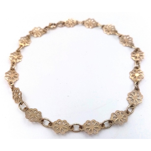 237 - Pretty 9 carat GOLD, FANCY LINK BRACELET. 2.09 grams. 19 cm.