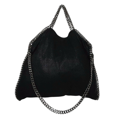 276 - A Stella McCartney Black Falabella Shoulder/Tote Bag. Faux suede exterior with silver-toned heavy ha... 