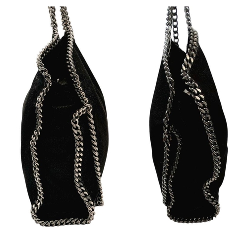 276 - A Stella McCartney Black Falabella Shoulder/Tote Bag. Faux suede exterior with silver-toned heavy ha... 