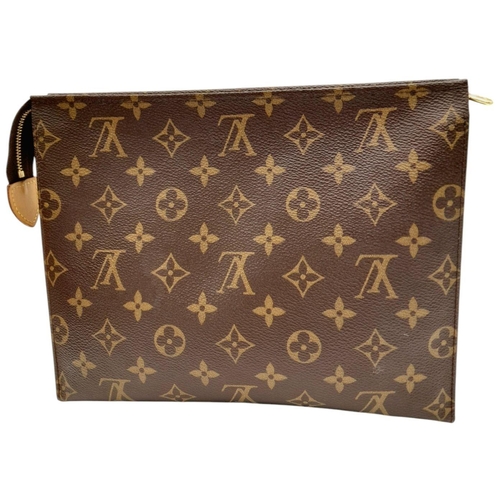 283 - A Louis Vuitton Monogram Toiletry Pouch. Brown LV monogram on toile coated canvas exterior, gold-ton... 