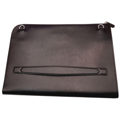 290 - A Montblanc Black Leather Portfolio Pouch. Black leather exterior with silver-toned hardware and a z... 