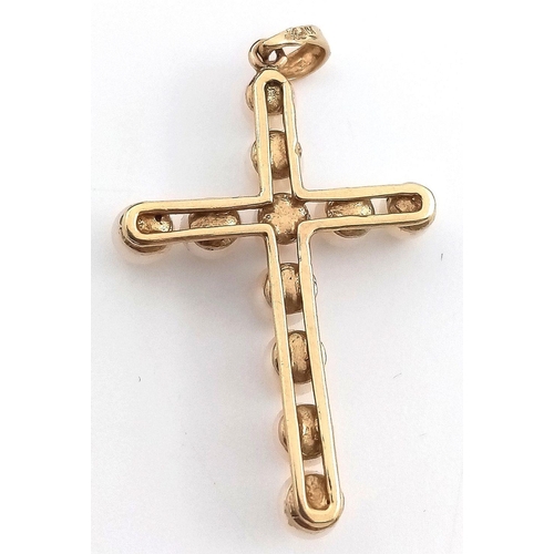 407 - Beautiful  9 carat GOLD CROSS covered in PEARLS. Full UK Hallmark. 1.97 grams. Please see pictures.