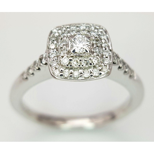 415 - A 9K WHITE GOLD DIAMOND SET RING 3.3G SIZE K. Ref: J S 5002