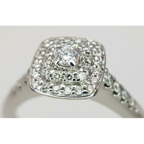 415 - A 9K WHITE GOLD DIAMOND SET RING 3.3G SIZE K. Ref: J S 5002