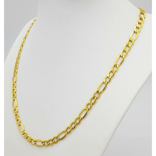 558 - A 9k yellow gold figaro chain, 46.2cm length, 6mm width, 4.6g. Ref SH4390H