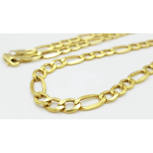 558 - A 9k yellow gold figaro chain, 46.2cm length, 6mm width, 4.6g. Ref SH4390H