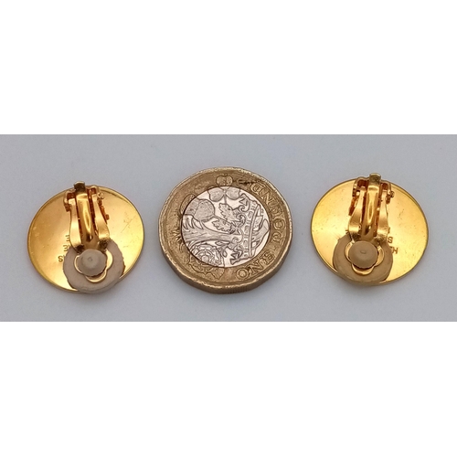 141 - A Pair of Hermes Gold Plated Earrings. 2cm diameter. ref: STK019609