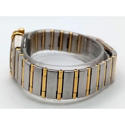 183 - An Omega Constellation Bi-Metal Ladies Watch. Gold and stainless steel bracelet and case - 23mm. Whi... 