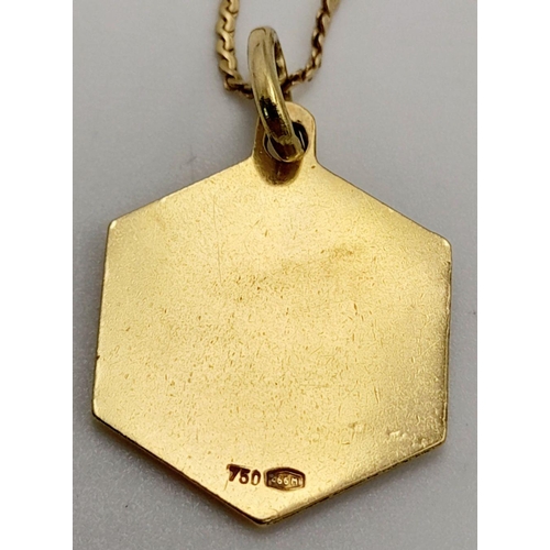 198 - AN 18K GOLD PISCES PENDANT ON A 52cms 18K GOLD FINE CHAIN .    6.6gms