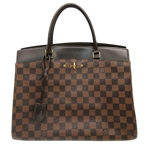 204 - A Louis Vuitton Damier Ebene Tote Bag. Brown Damier checkered coated canvas exterior with mocha leat... 