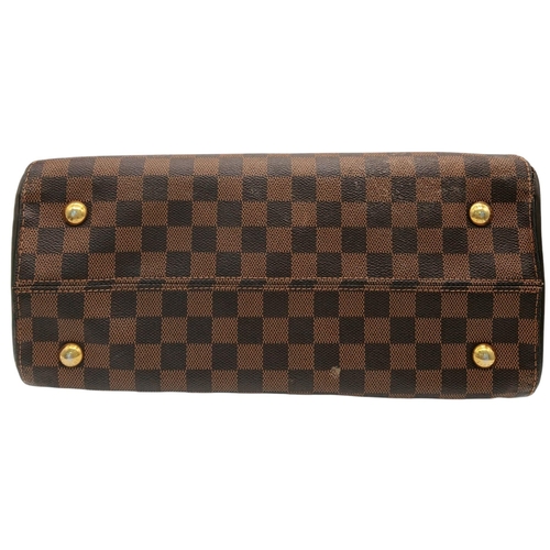 204 - A Louis Vuitton Damier Ebene Tote Bag. Brown Damier checkered coated canvas exterior with mocha leat... 