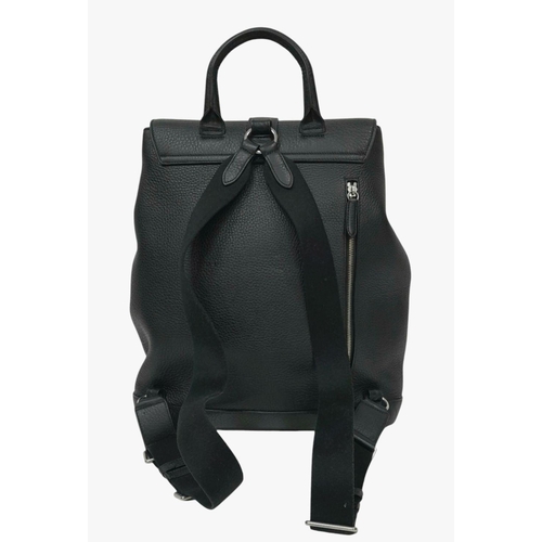 218 - A Mulberry Black Leather Backpack. Black leather exterior with silver-toned hardware, twist lock clo... 