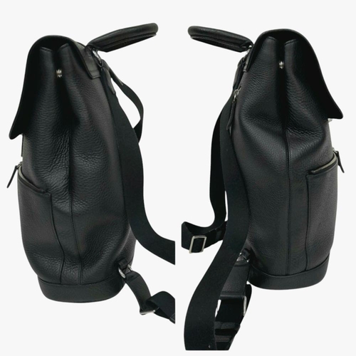 218 - A Mulberry Black Leather Backpack. Black leather exterior with silver-toned hardware, twist lock clo... 