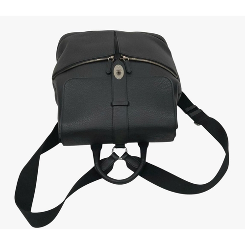 218 - A Mulberry Black Leather Backpack. Black leather exterior with silver-toned hardware, twist lock clo... 