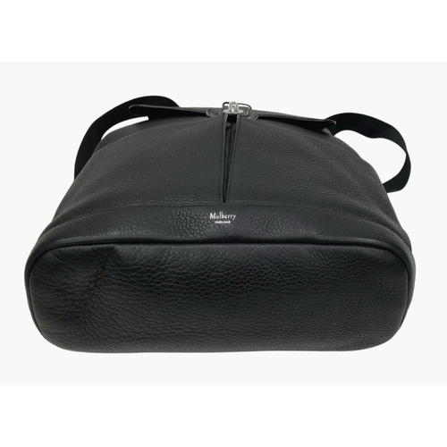 218 - A Mulberry Black Leather Backpack. Black leather exterior with silver-toned hardware, twist lock clo... 