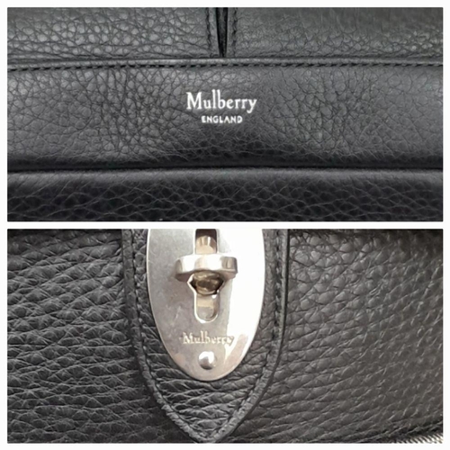 218 - A Mulberry Black Leather Backpack. Black leather exterior with silver-toned hardware, twist lock clo... 