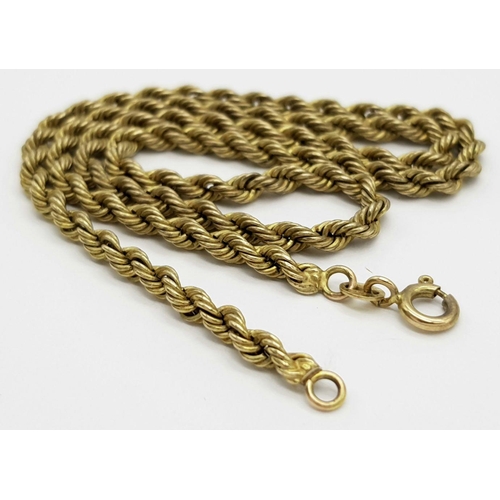 256 - A 9K GOLD ROPE TWIST NECK CHAIN .      3.8gms    40cms