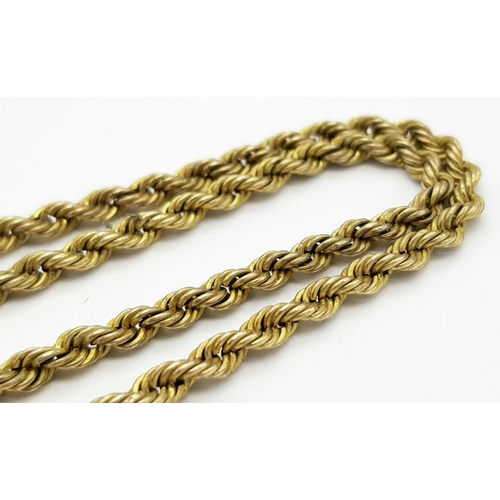 256 - A 9K GOLD ROPE TWIST NECK CHAIN .      3.8gms    40cms