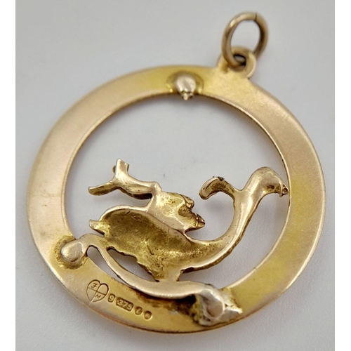 270 - A 9K GOLD PISCES FISH PENDANT.   2.4gms