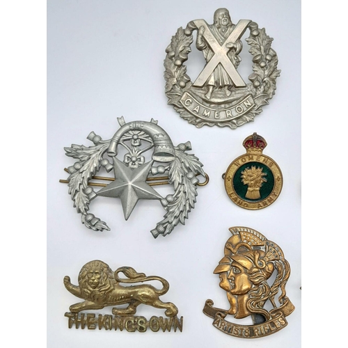 413 - Selection of VINTAGE MILITARY CAP BADGES, To include Cameron Highlanders, Artists Rifles, Shropshire... 