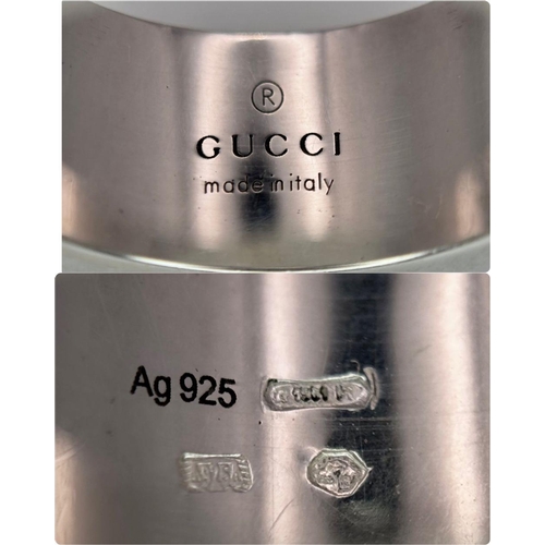 417 - A Gucci Sterling Silver Ghost Ring. Size L 1/2. 10g. Comes with a Gucci pouch and box. ref: STK01970... 