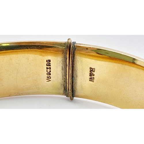 616 - Classic Vintage GOLD BANGLE. Beautifully decorated. Hinge in perfect working order. Inside bangle sh... 