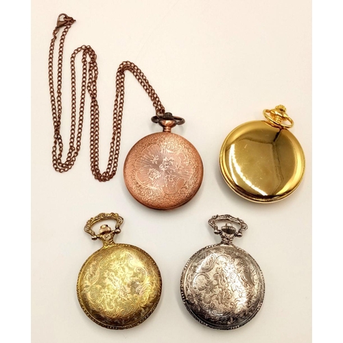 679 - Selection of 4 x Modern POCKET WATCHES to include STRADA, GENEVA ,etc. Quartz movement all in full w... 