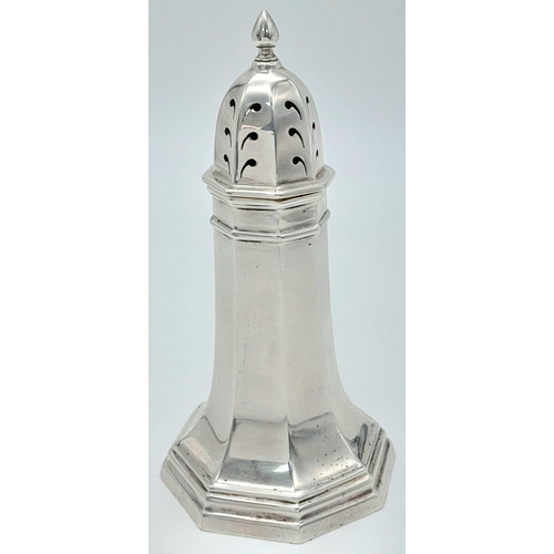 70 - Antique MAPPIN and WEBB SILVER SUGAR SHAKER. Large Lighthouse shape. Clear hallmark for Mappin and W... 