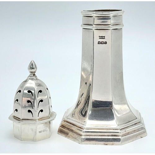 70 - Antique MAPPIN and WEBB SILVER SUGAR SHAKER. Large Lighthouse shape. Clear hallmark for Mappin and W... 