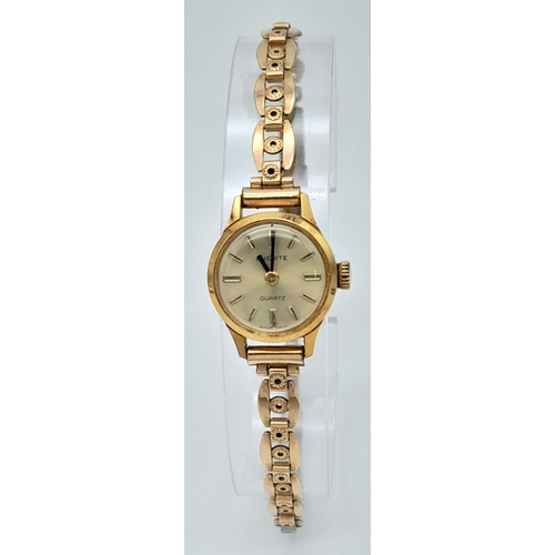 704 - A Vintage Ladies Gold Tone Everite Quartz Watch. 17mm Case. New Battery Fitted October 2024. Complet... 