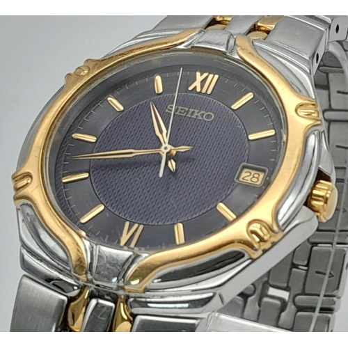 711 - Men’s Two Tone, B-Metal, Seiko Quartz Date Watch. 37mm Case. New Battery Fitted October 2024.