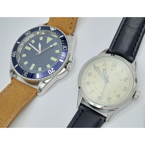 781 - Four Military design Naval Diver Quartz Watches Comprising; 1)French Navy Diver, 2)United States Nav... 