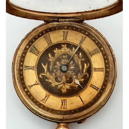 80 - An Antique 14K Gold Miniature Pocket Watch. Not currently working so as found. 28g total weight. ref... 