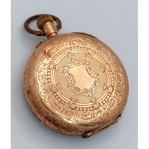 80 - An Antique 14K Gold Miniature Pocket Watch. Not currently working so as found. 28g total weight. ref... 