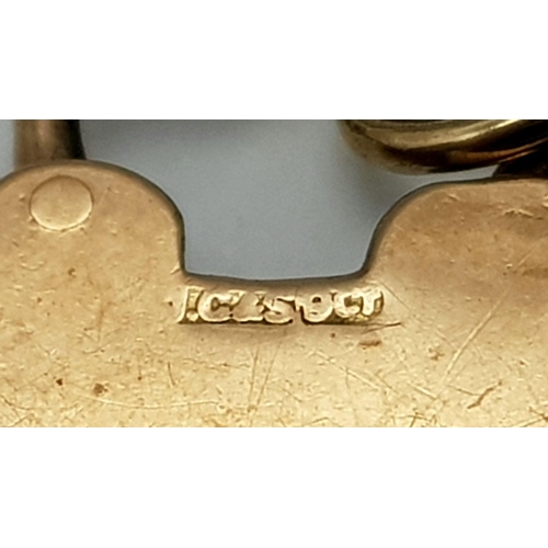 9 - A 9K GOLD VINTAGE GATE BRACELET .    13.6gms