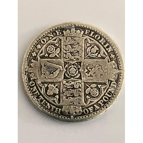 1093 - 1849 SILVER GOTHIC FLORIN. Fine condition. This is the 1849 coin that caused a scandal in Victorian ... 