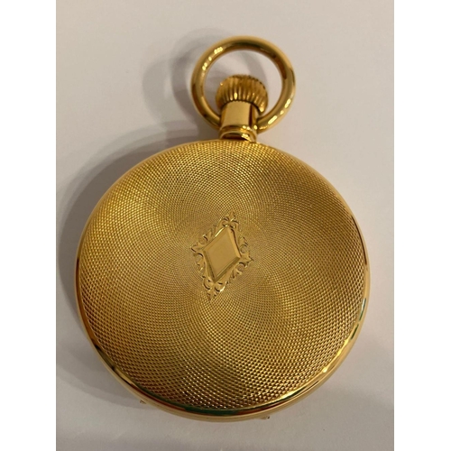 399 - Vintage ‘LE CHEMINANT’  HALF HUNTER POCKET WATCH. Finished in gold tone. Swiss made. Manual winding ... 