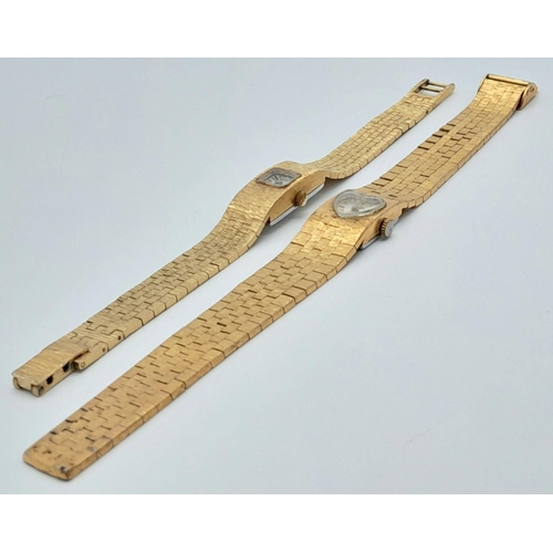 1058 - 2 x ladies vintage Gold Plated BRACELET WRISTWATCHES. To include an ACCURIST 17 Jewels with Square F... 