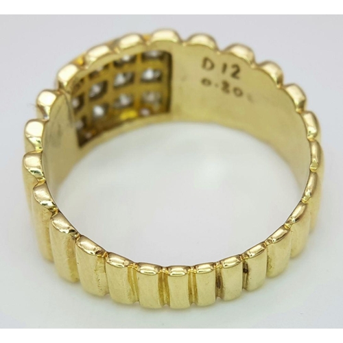 149 - AN 18K YELLOW GOLD ROLEX-ESQUE DIAMOND RING, TOTAL 0.80CT DIAMONDS APPROX, 8.9G SIZE V. Ref: GW 3003