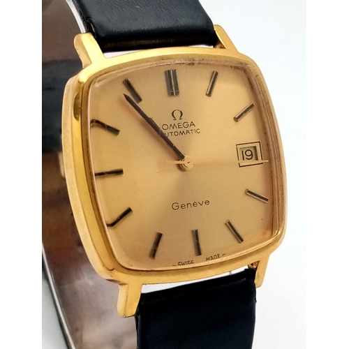 318 - An Vintage Omega Constellation Automatic Gents Watch. Black leather strap. Gilded case - 31.5mm. Gil... 