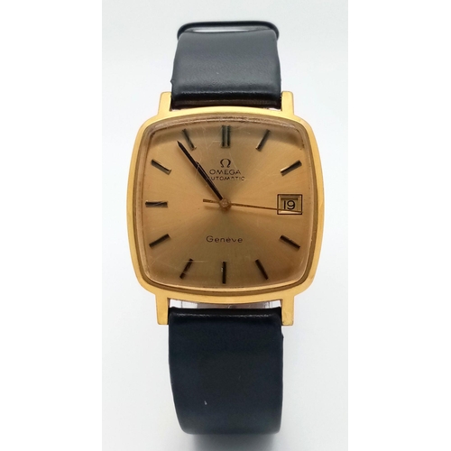 318 - An Vintage Omega Constellation Automatic Gents Watch. Black leather strap. Gilded case - 31.5mm. Gil... 