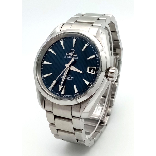 51 - An Omega Seamaster Aqua Terra Automatic Gents Watch. Stainless steel bracelet and case - 38.5mm. Blu... 