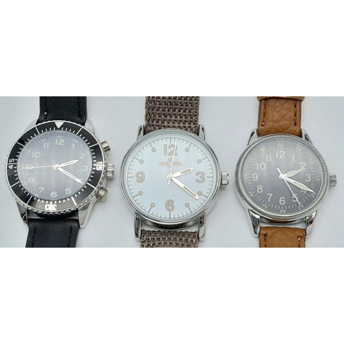 732 - Three Military Design Pilots Homage Quartz Watches Comprising; 1) Norwegian Airman. 2) Canadian Air ... 