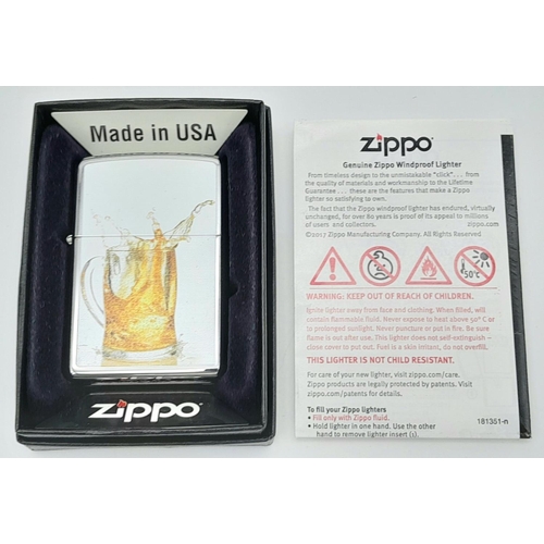 1203 - A Genuine Zippo Lighter, Limited Run, Model 2012 Beer. Complete with Original Box. UK MAINLAND SHIPP... 