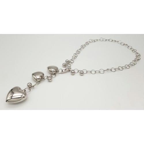 648 - A STERLING SILVER MULTI HEART LARRIOT NECKLACE 38.5G. Ref: H 5005