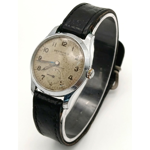 725 - A Vintage Men’s, circa 1940/50’s, ‘Dirty Dozen’ Style Swiss Watch by Derrick B. 15 Jewels, Manual Wi... 