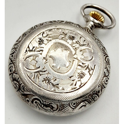 1264 - A Ladies Silver Pocket Watch. As found.